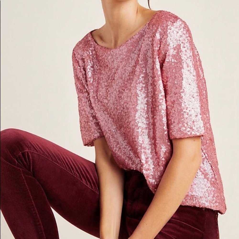Anthropologie Sunday in Brooklyn Sequin top